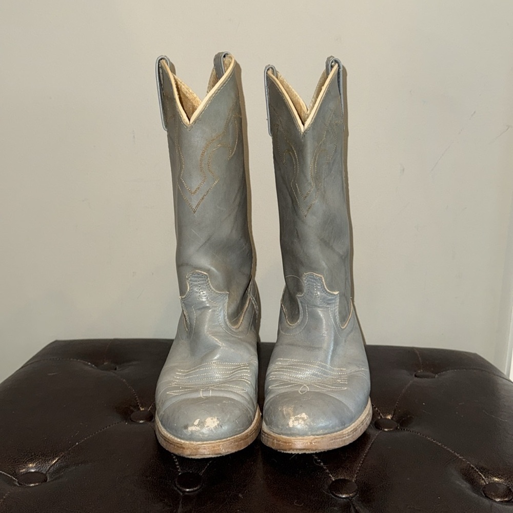 Vintage gray Dingo distressed rugged worn cowboy western boots size 9D - Picture 2 of 14